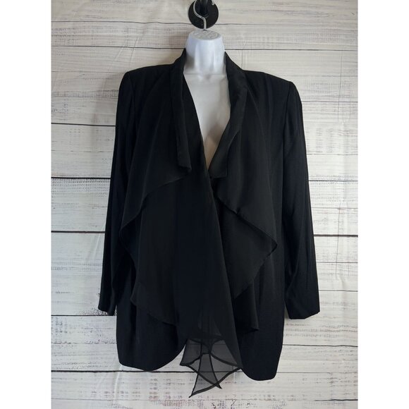 Michael Marcella Vintage Ruffle Black Blazer Cocktail 80s Women Career L - Picture 1 of 12